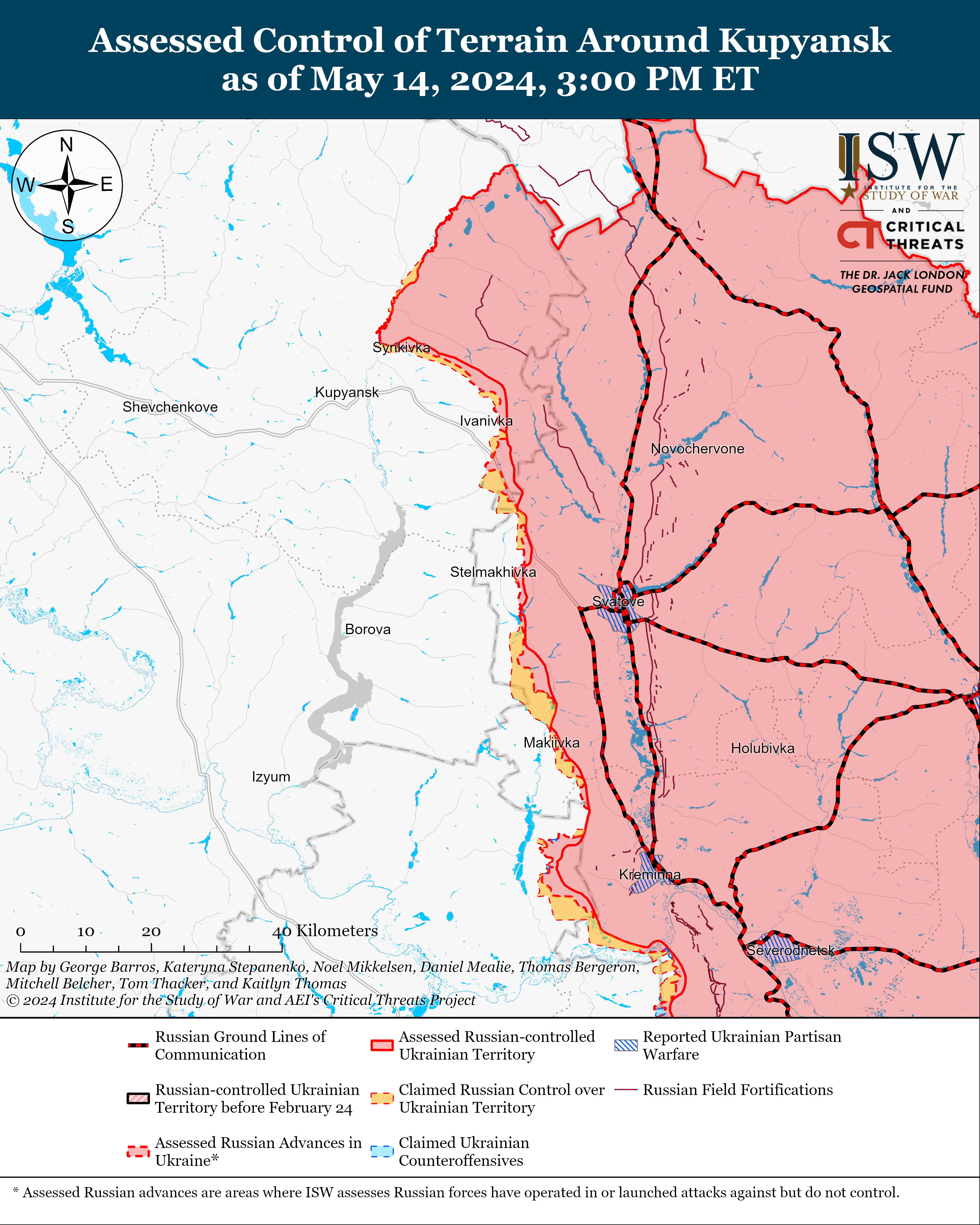 Окупанти просунулися у чотирьох областях, під Харковом темп наступу уповільнився: карти ISW